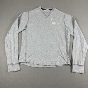 Vintage Abercrombie Fitch XL‎ Waffle Knit Muscle Thermal Y2K Logo Gray
